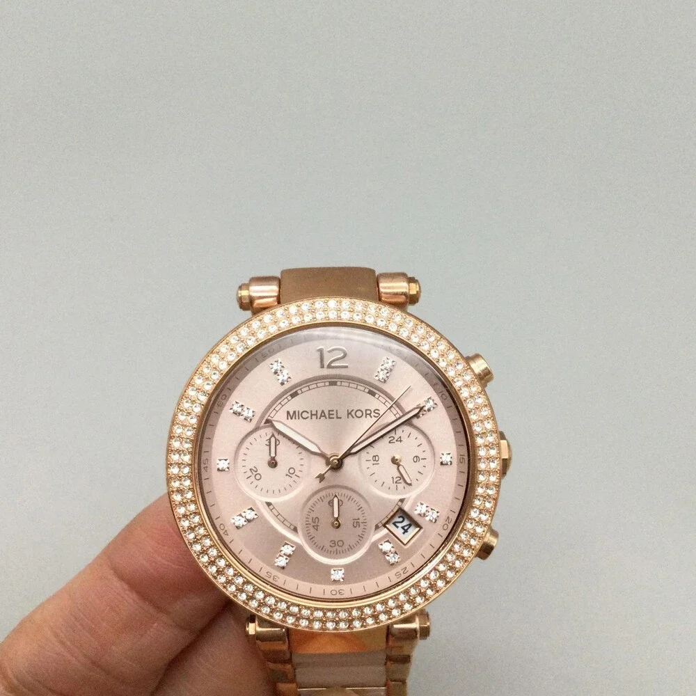 Michael Kors Parker Women Watch MK-5896 Rose Gold Tone BOX New Battery 7.25" - Picture 8 of 15